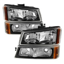Load image into Gallery viewer, xTune Chevy Silverado 2500HD 03-06 Crystal Headlights w/ Bumper Lights Black HD-JH-CSIL03-AM-BK-SET