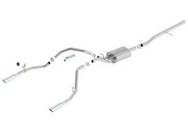 Borla 14 Silv/Sierra 1500 C/B S-Type Exhaust/2.75in Into Dual 2.25in Out 4in Tip Split Rear Exit