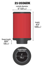 Load image into Gallery viewer, AEM Air Filter, 3inFLG/ 5inOD/ 6-1/2inH Dry Flow