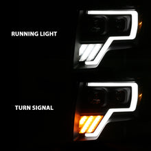 Load image into Gallery viewer, ANZO 2009-2013 Ford F-150 Projector Light Bar G4 Switchback Headlights Black Amber
